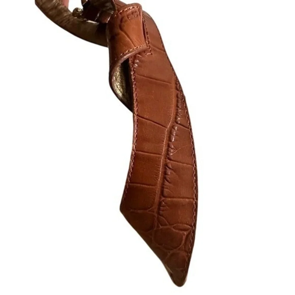 Sam‎ Edelman Brown Leather Croc Slingback Wood Platform Clog Sandals Size 10